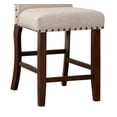 thumbnail image 4 of Classic Cream Upholstered Cushion Chairs Set Of 2Pc Counter Height Dining Chair Nailheads Solid Wood Legs Dining Room, 4 of 9