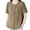 Khaki, variant on Women's Linen Button down Shirts Summer Casual Crew Neck Short Sleeve Cotton Tops Retro Solid Color Blouses (XL, Yellow)