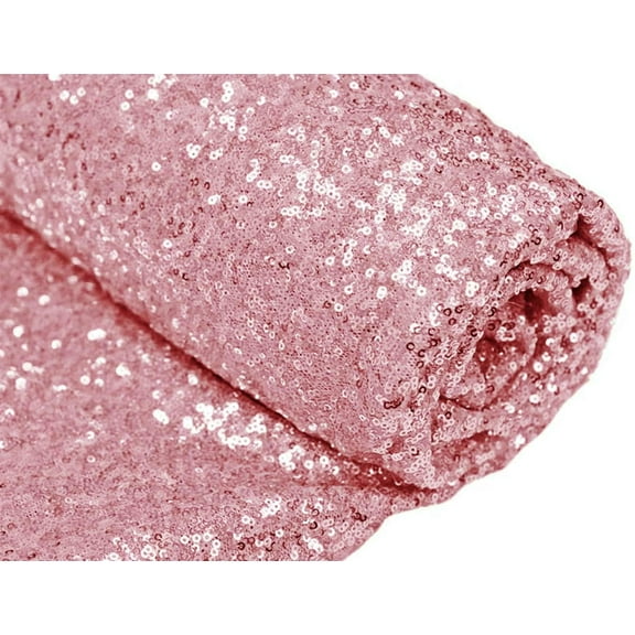DECORATIVE SILK INC. 54" Polyester Sparkly Glitz Sequins Beaded Fabric, Rose Pink