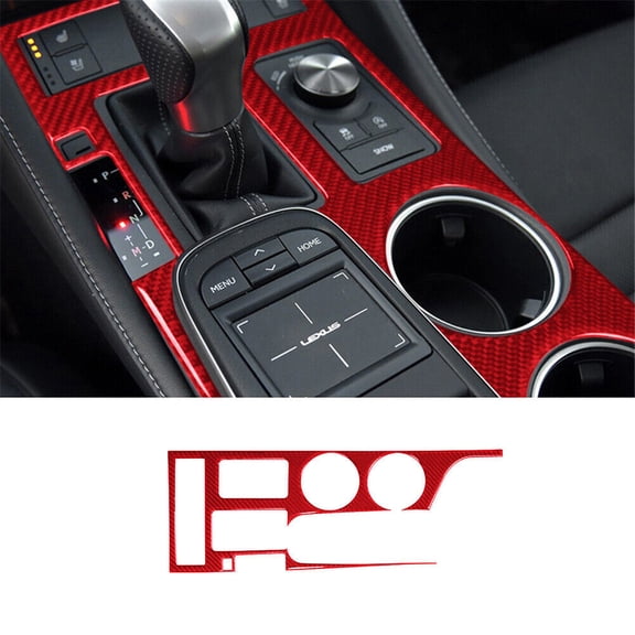 Soft Carbon Fiber Car Interior Decor Kits Red Carbon Fiber Transmission Console Cover Trim For Lexus RC300/350/200T Sticker