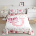 thumbnail image 2 of Erosebridal Initial Monogrammed Comforter Sets Queen Size,Floral Bowknot Bedding Queen Comforter Set,Letter Room Decorative,Reversible,Breathable,3 Pieces, 2 of 8