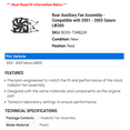 thumbnail image 2 of Rear Auxiliary Fan Assembly - Compatible with 2001 - 2003 Saturn LW300 2002, 2 of 2