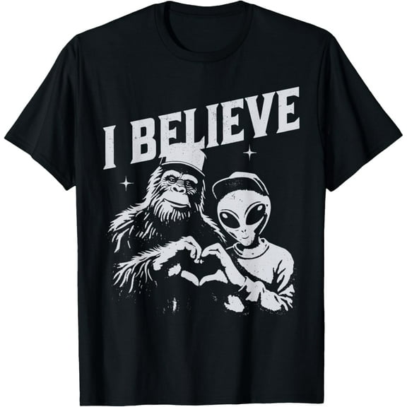 Vintage I Believe Funny Bigfoot Alien T-Shirt