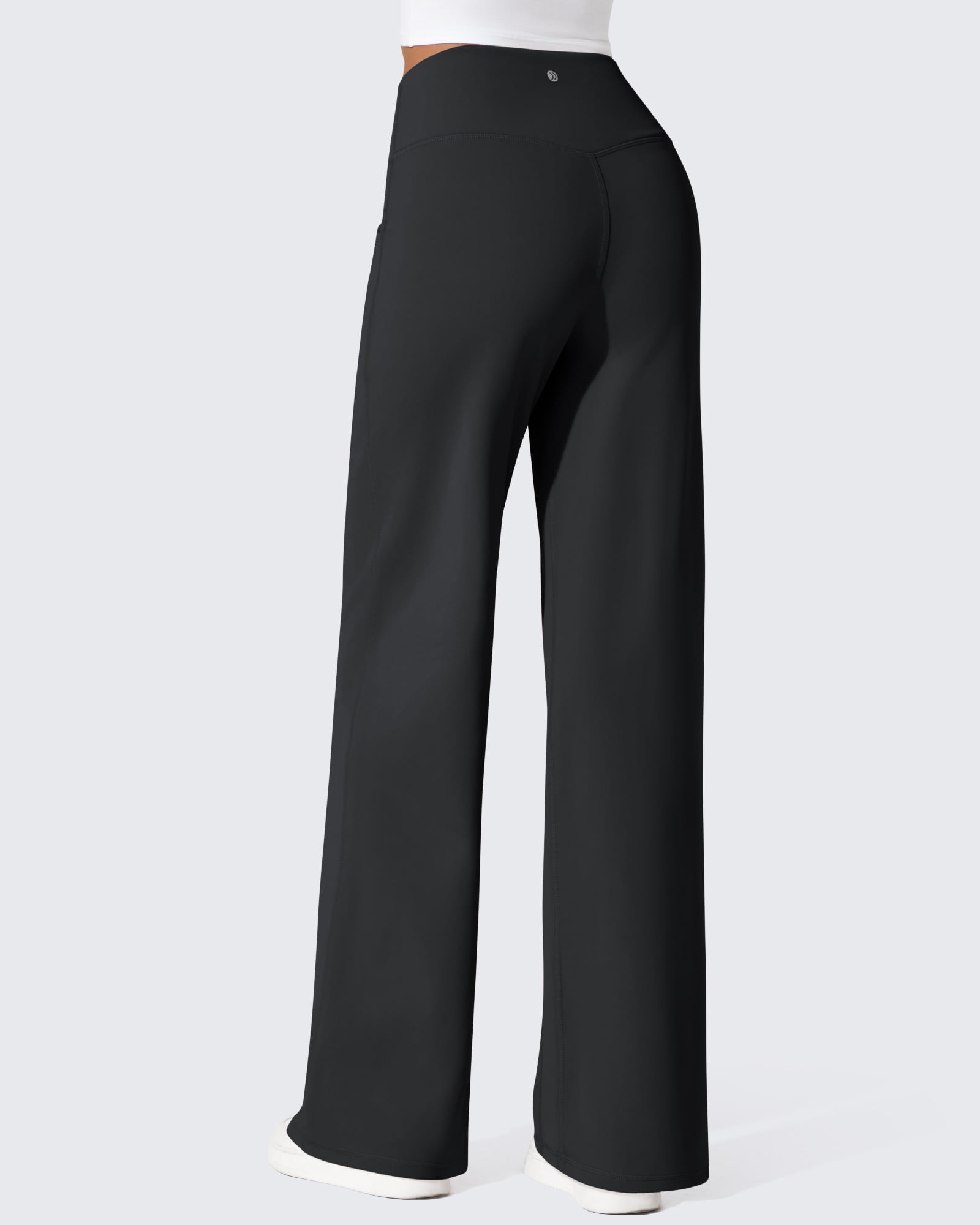 G4Free Fleece Lined Pants Women Wide Leg Work Trousers with Pockets High Waisted Sweatpants for Casual Dress Winter