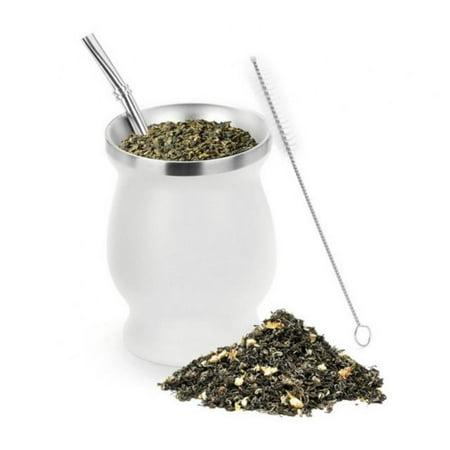 

8oz/230ML Bombilla Set Yerba Mate Gourd Stainless Steel Tea Cup with One Spoon and Brush Heat Insulation Anti Scalding