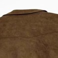 thumbnail image 5 of Men Faux Suede Bomber Jacket, Classic Turn‑Down Collar Full Zip Ribbed Hem Casual Cropped Outerwear Coat(Brown,XL), 5 of 6