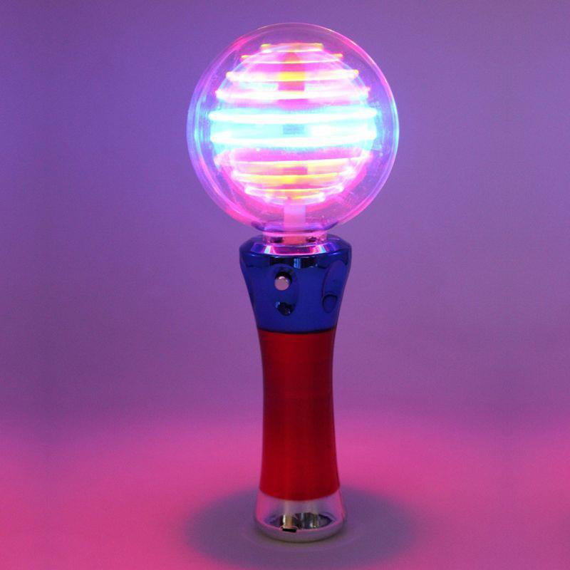 Flashing Light Up LED Spinning Ball Wand changing pattern magic ball toy 