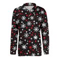 thumbnail image 5 of Men's Casual Style Christmas Print Loose Fit Henley Shirt Long Sleeve Top for Relaxed Comfort, Holiday Themed Casual Wear for Men,Black,L, 5 of 7