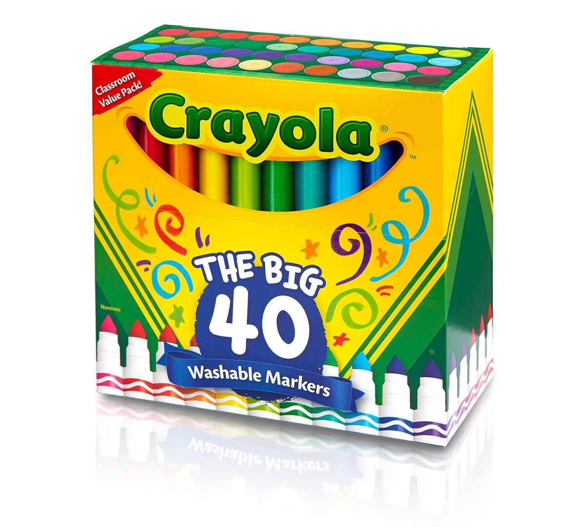Crayola 40 Count Ultra-Clean Washable Broad Line Markers Conical Marker Point Style - Assorted - 40 / Set