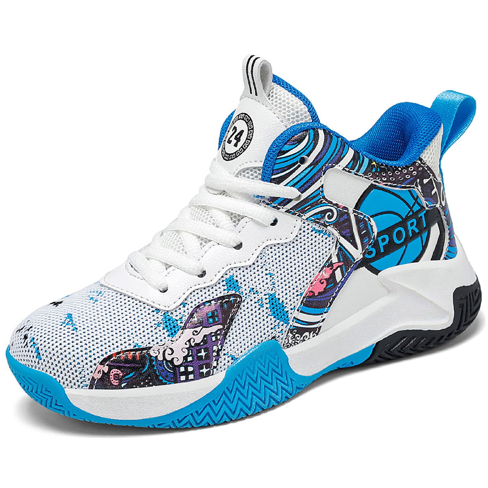 QWIED Sneakers For Boys Kids Sneakers Lace Shoes Fashion Mesh Lace Non Slip Breathable Sport Shoes 13 Years-14 Years