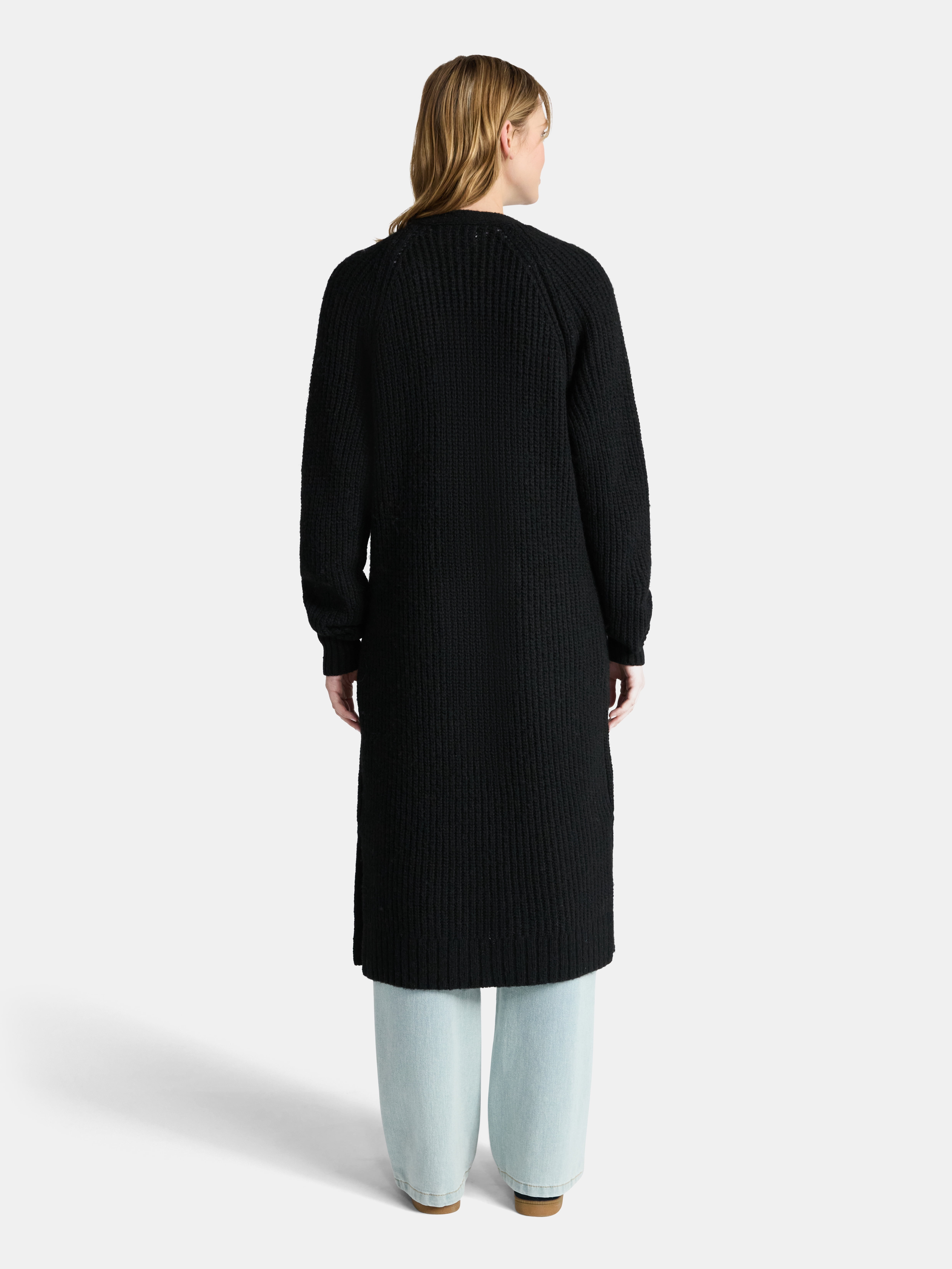 No Boundaries Ribbed Open Front Duster, Women’s
