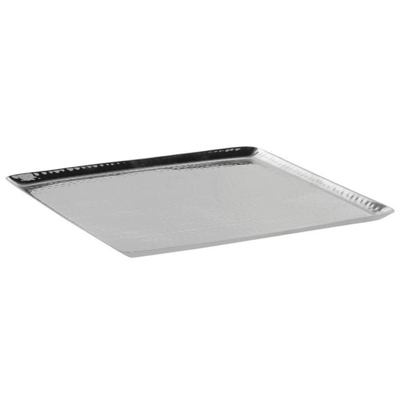 HUBERT Serving Tray with Hammered Finish, Stainless Steel Square - 14" L x 14" W x 3/4" H