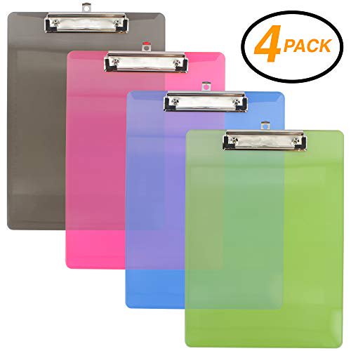 Emraw Plastic Clipboard Large Translucent Standard Size Slim Assorted