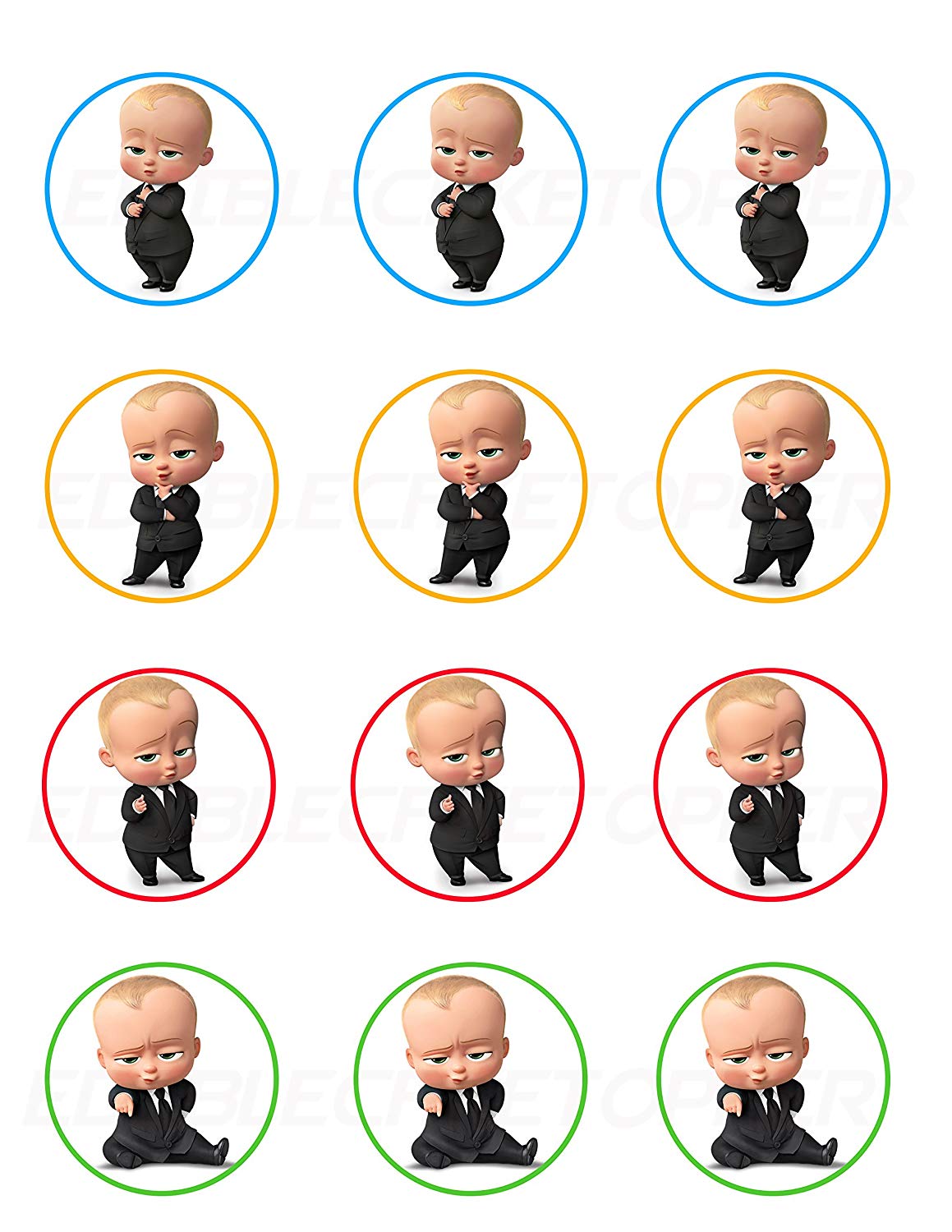 Boss Baby Edible Cupcake Toppers (12 Images)