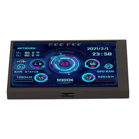 3.5 Inch IPS USB Mini Screen, AIDA64 Computer CPU  HDD Data Monitor Computer Temperature Display,Horizontal And Vertical Screen Switching,360 Degree Rotation,for Computer Chassis