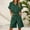 Green, variant on Womens Linen Set Casual Tracksuit Button Down Short Sleeve Shirt Drawstring Shorts Pockets 2 Piece Lounge Set