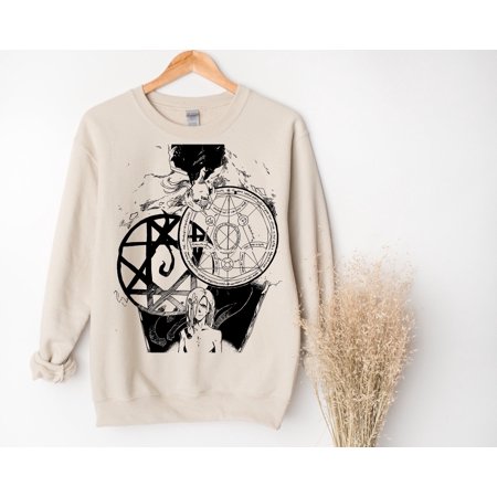 Unisex, Fullmetal Anime Sweater, Brothers Edward and Alphonse Elric Anime, Alchemist Brotherhood, Gate of Alchemy FMA Retro Manga Sweatshirt