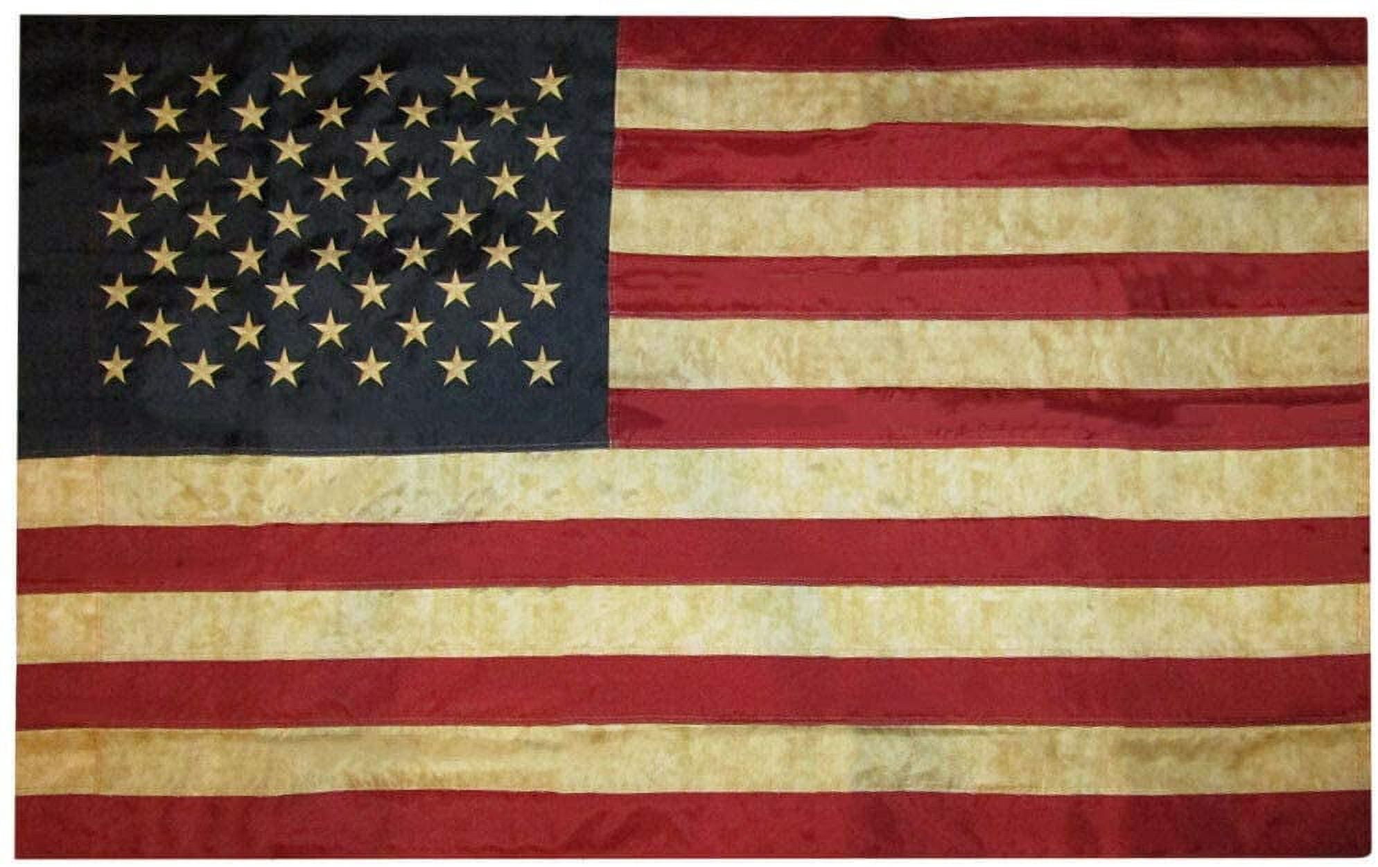 3x5 Tea Stained USA 50 Star Premium 3'x5' 330D Nylon Embroidered Sleeve Flag