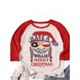 thumbnail image 1 of DYMADE Women Merry Christmas Baseball T Shirts Long Sleeve Raglan Plaid Truck Tree Graphic Splicing Top, 1 of 2