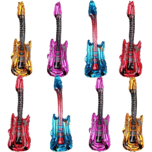 4 piezas de globos de papel de guitarra rojo, azul y dorado para propiedades de escenario, suministros de educación temprana para padres e hijos, accesorios de decoración para