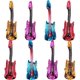thumbnail image 1 of 4 piezas de globos de papel de guitarra rojo, azul y dorado para propiedades de escenario, suministros de educación temprana para padres e hijos, accesorios de decoración para, 1 of 4