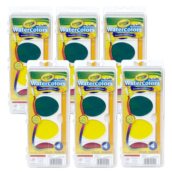 Crayola Jumbo Washable Watercolor Set, 4 colors, Pack of 6