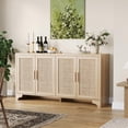 thumbnail image 1 of 4-Door Sideboard Buffet Cabinet, Natural Rattan Storage Cabinet with Storage, Boho Entryway Console Table, Farmhouse Coffee Bar Station with 4 Doors for Dinning Room, Living Room, Kitchen, 1 of 6