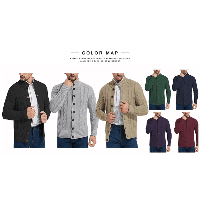 Iceglad Men's Cable Knit Cardigan Sweater photo 5