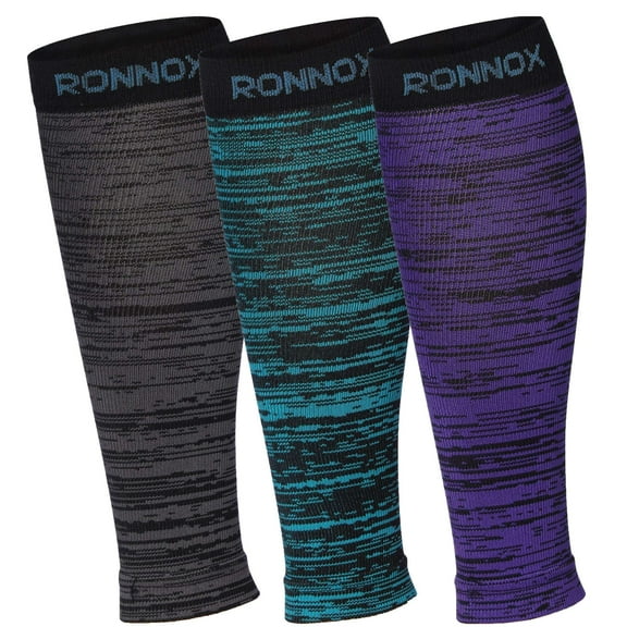 RONNOX Calf Compression Sleeve 3-Pairs (12-14 mmHg is Best Athletic & Medical for Women,Travel,Running,Nurses,Flight,Edema CP12-S
