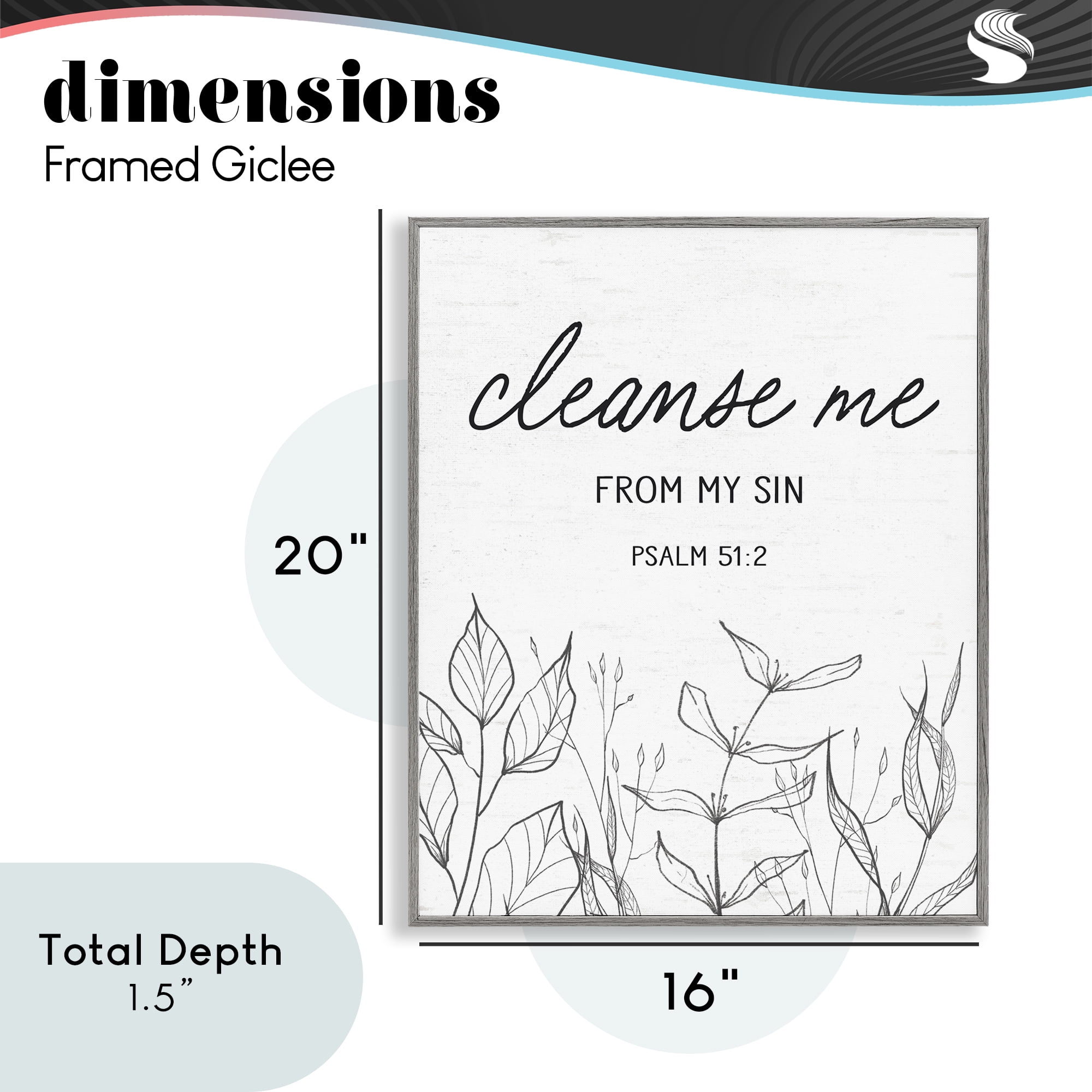 Cleanse Me From Sin Gray Framed Giclee Art, design by Lettered and Lined
