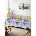 thumbnail image 3 of Easter Purple Striped Couch Cover, Spring Colorful Bunny Polka Dot Sofa Cover Blanket for Loveseat Couches, Sectional Sofa Slipcover Furniture Protector for Living Room Bedroom 71''x118'', 3 of 9