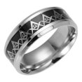 thumbnail image 1 of 8MM Men's Stainless Steel Freemason Masonic Rings Anniversary Wedding Band Black Silver 7, 1 of 5