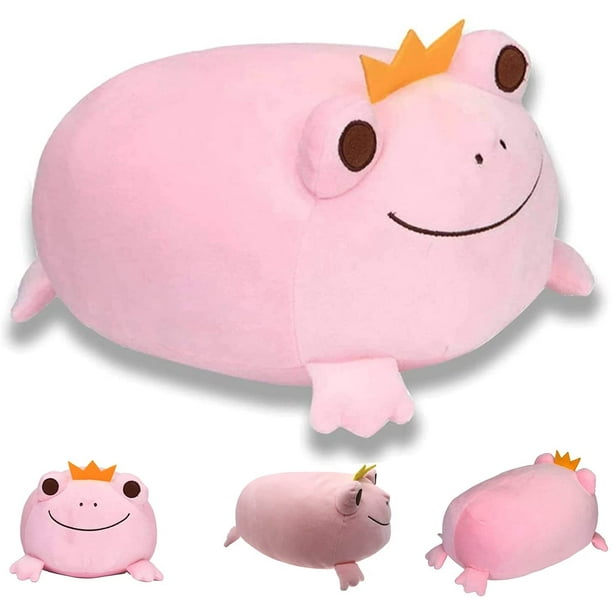 IYEFENG Frog Stuffed Animals Cute Soft Frog Plushie with Crown and Smile  Face Plush Frog Toys Pillow Gift Pink Frog Decor(Pink, 14 inches) Pink 14  inches 