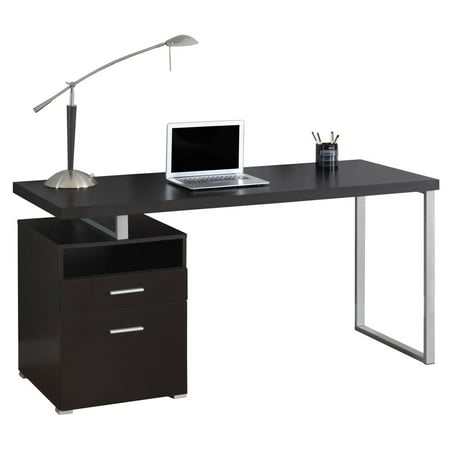 Monarch Computer Desk 60"L / Cappuccino / Silver Metal