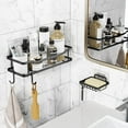 thumbnail image 2 of Happylost Shower Caddy, Adhesive Shower Organizer, No Drilling Shower Shelf, Rustproof 304 Stainless Steel Shower Rack With Soap Dish for Bathroom Storage, 2 pack, Matte Black, 2 of 6