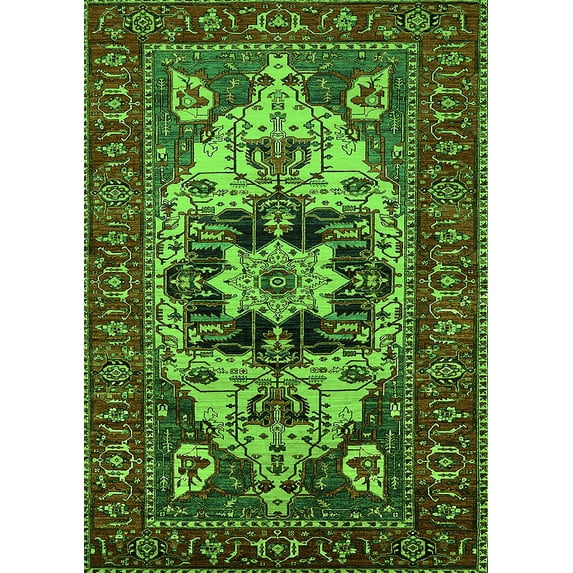 Ahgly Company Indoor Rectangle Oriental Green Industrial Area Rugs, 8' x 12'