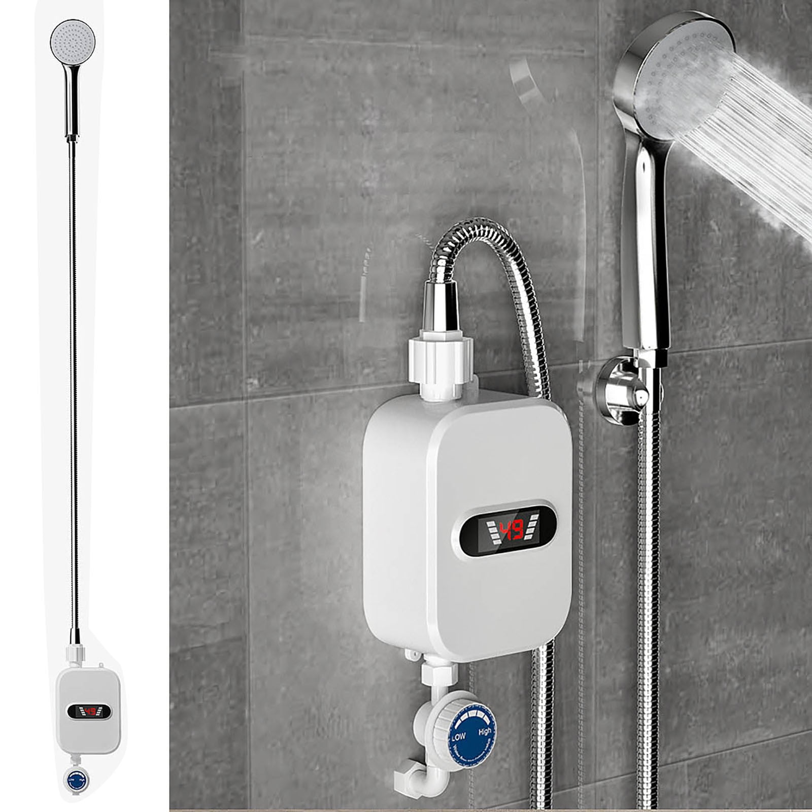 Efficient Mini Integrated Water Heater Shower, Provides Instant Hot Water with No Waiting Time, Sleek Design Fits Any Bathroom Decor, Energy-Saving Technology