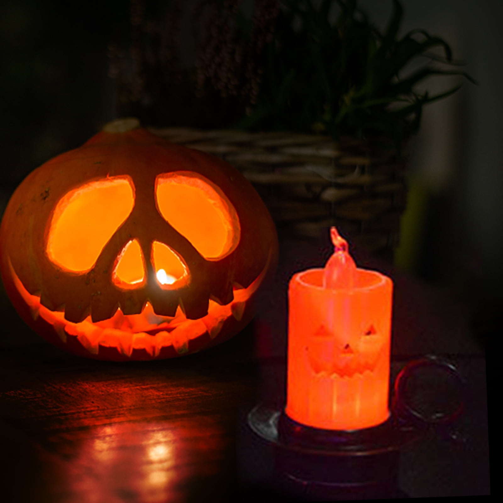 Rkxzt Bougies Sans Flamme Citrouille Orange D'Halloween, Bougies LED à Piles, Bougies Vacillantes Pour Décoration D'Halloween, Décoration De Fête De Récolte D'Automne