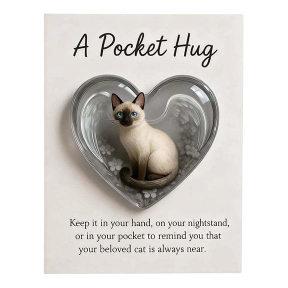Memorial Pocket Token Heart Keepsake with Sleeping Cat Design Comfort Gift for Pet Loss Sympathy Remembrance Gift for Cat Lovers Resin Souvenir for Grieving and Reflection
