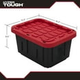 thumbnail image 4 of Hyper Tough 5 Gallon Small Storage Bin with Snap Lid, Black and Red, Heavy Duty Plastic Storage Container, 4 of 14