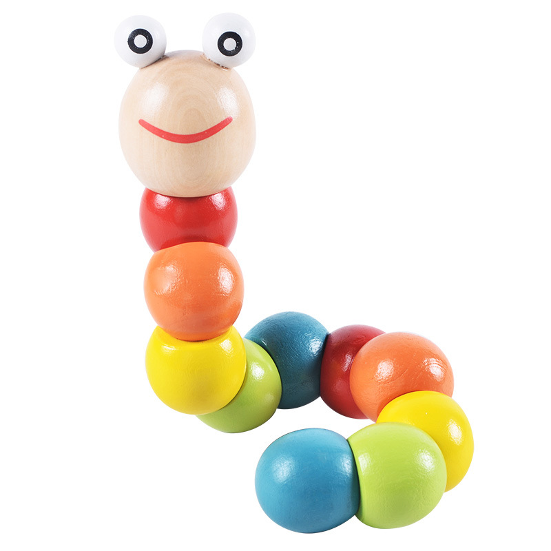 Jake.Secer Colorful Twister Worm Caterpillar Animal Doll Wooden Intellectual Toy 0-3 Years Old Baby Fun Toy - image 4 of 5
