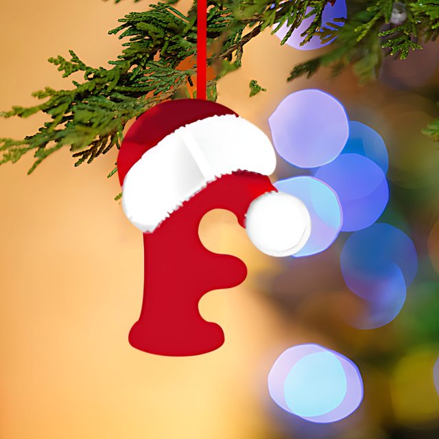Fridja 26 Letters Christmas Tree Decoration Pendant, Christmas Tree Ornaments Personalized DIY Christmas Ornaments Christmas Decoration Xmas Tree Hanging Decor (F)