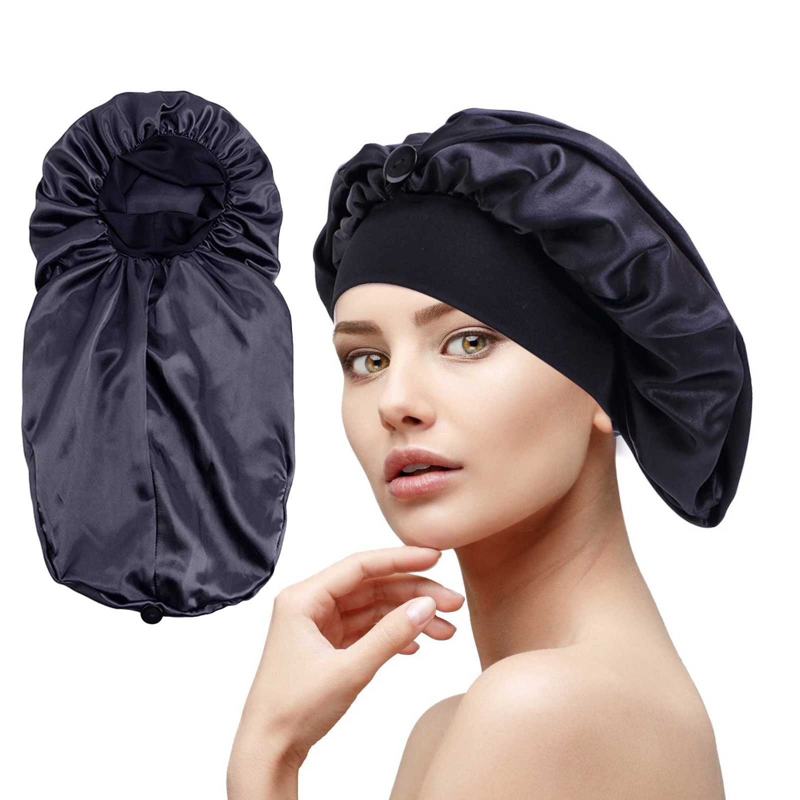 WNG Satin Hair Braid Bonnet for Black Women Single Layer Sleep Cap with ...
