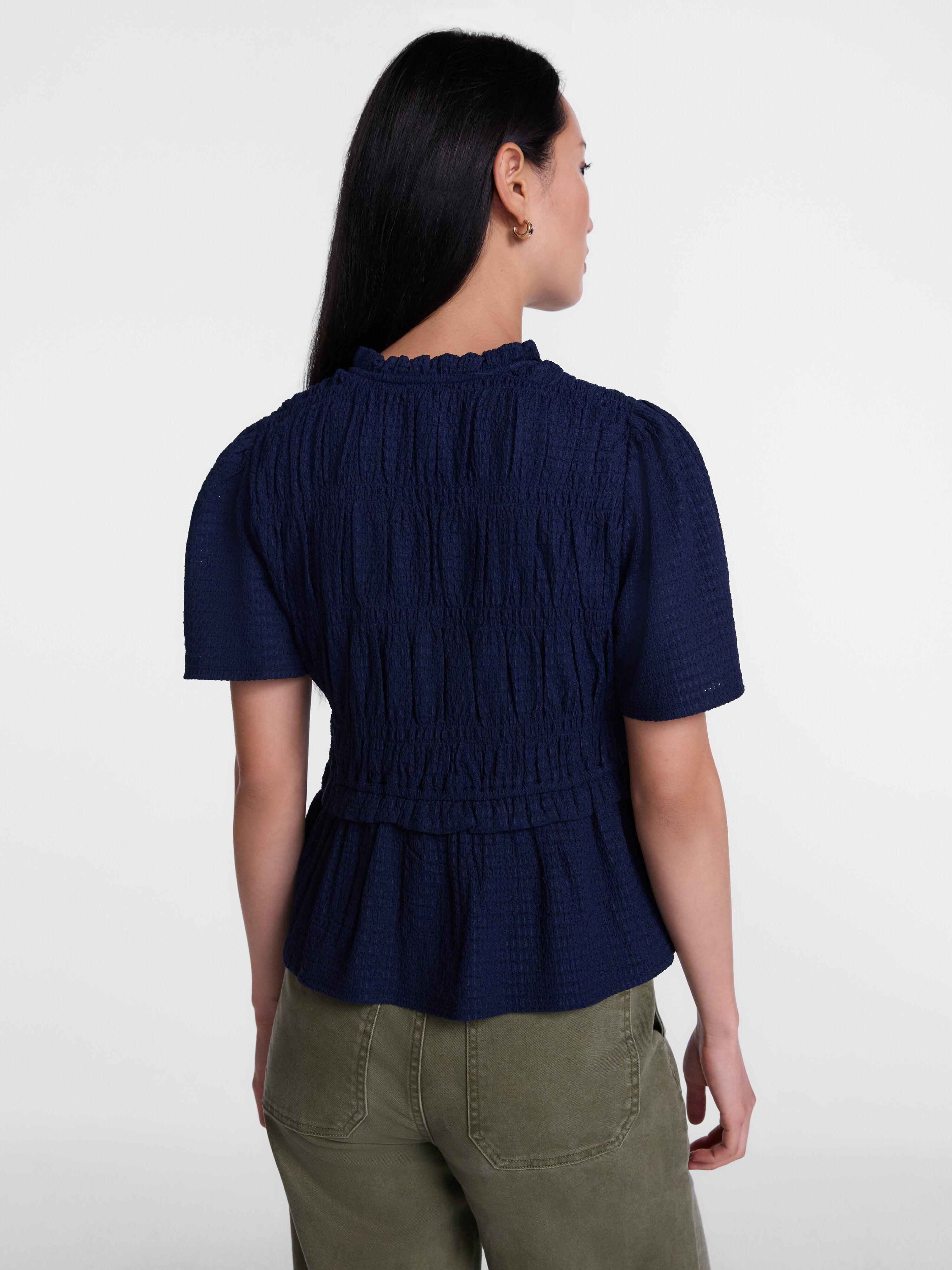 Scenario Women's and Women's Plus Textured Tie Front Top, Sizes XS-4X