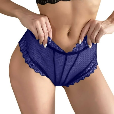 

Female Lace Panties Blue Lingerie Thongs Briefs 1-Pack
