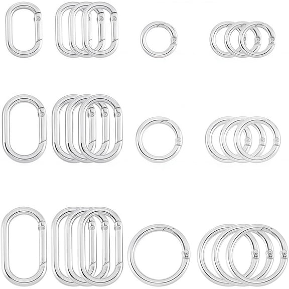 1 Box 24Pcs Oval Keychain Ring Round Round Spring O Rings Silver Alloy Small Smooth Open Snap Hook Buckle Circle O Rings for Jewelry Making Bags Purse Keychain Lanyard Supplies DIY Crafts Gray