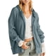 thumbnail image 2 of Chaqueta vaquera de manga larga con capucha para mujer, abrigo holgado y cómodo con bolsillos, cárdigan con cremallera y capucha, 2 of 7
