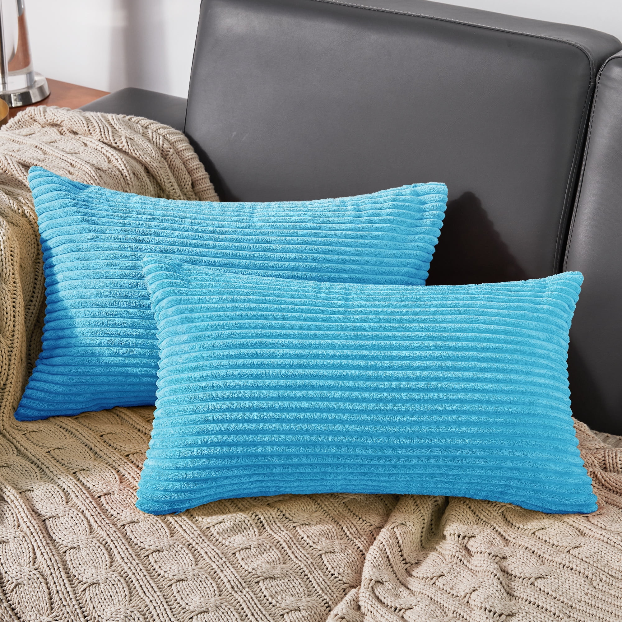 Deconovo Pack of 2 Corduroy Throw Pillow Covers Rectangle 12 x 20 inch