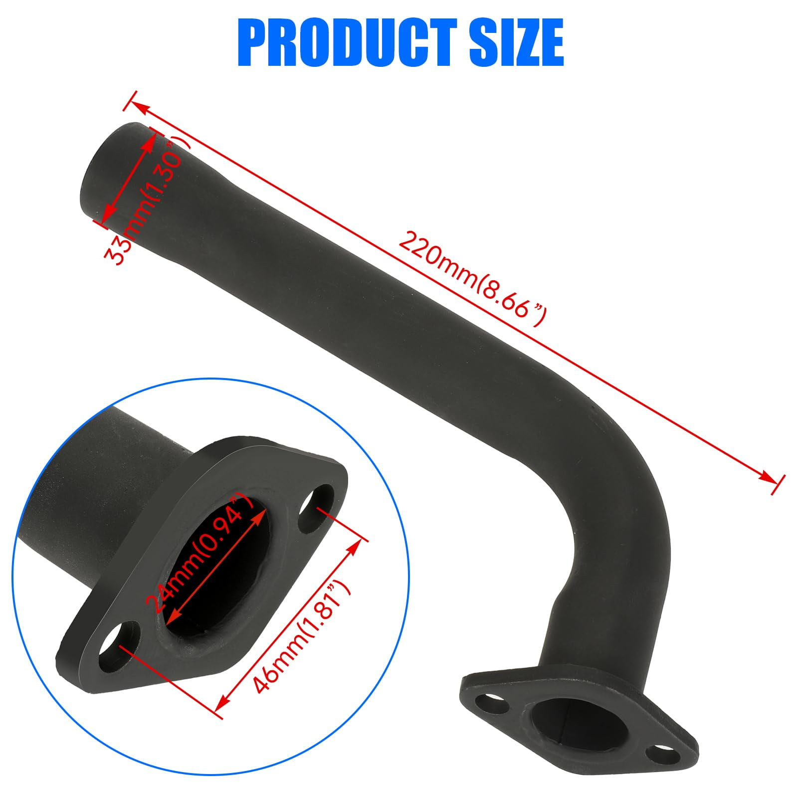 Exhaust Header Pipe Muffler Replacement for Predator 212 196cc 224cc 6.5hp Coleman CT200U CT200U-EX BT200X Baja Warrior MB200 GX160 Hammerhead Mini Bike Go Kart Part with Heat Shield Tape