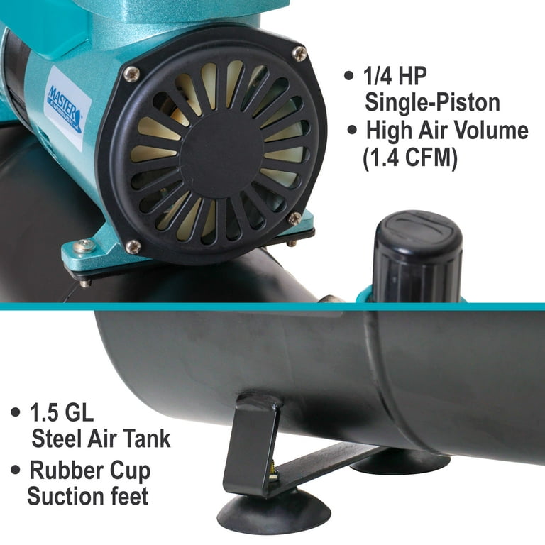 Professional High Performance 4 Cylinder Piston Airbrush Air Compressor  with Air Storage Tank, Regulator, Gauge & Water Trap Filter